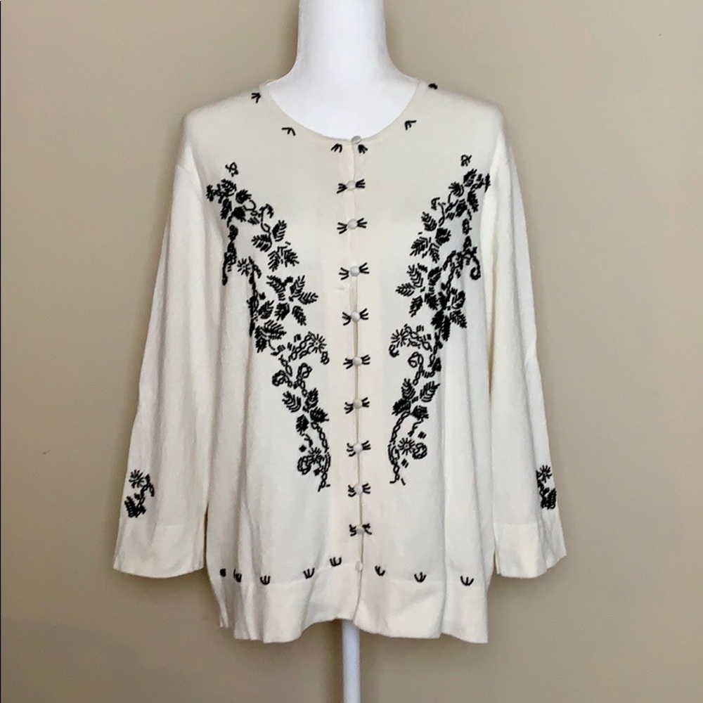 Pursuits Ltd. Button-Down Beaded Cardigan